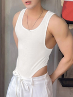 INCERUN Men Tank Top Fashion Simple Solid Color Jumpsuit Vest Male Tanks Sleeveless Summer Streetwear S-5XL