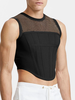 INCERUN Men Tank Top Patchwork Elastic Curved Hem Vests Sleeveless Streetwear Tanks Fashion Casual Men Clothing