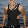 INCERUN Men Tank Tops Solid Color O-neck Sleeveless Hollow Out Streetwear Vests Men Party Nightclub Casual Tops S-5XL