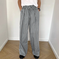 INCERUN Men Trendy Striped Drawstring Waist Casual Pants Daily Casual Home Elastic Waist Long Trousers for Men Large Siz