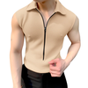 INCERUN Men Tshirts Male Comfy Lapel Sleeveless Zipper Blouse Streetwear Casual Solid Color T-Shirts Leisure Summer Roun