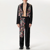 INCERUN Men Two-piece Suits Fashion Floral Print Long Sleeve Blazer & Pants Summer Cool Breathable Party Male Clothing