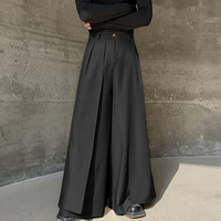 INCERUN Men Wide Legs Skirt Pants,  False Two-piece Design Loose Fit Long Trousers for All Season Large Size S-5XL
