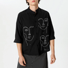 INCERUN Mens Abstract Face Print 3/4 Sleeve Shirt
