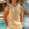 INCERUN Mens Beach Style Mesh Sleeveless Tank Comftable Fabric Tank Top for Men