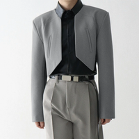 INCERUN Mens Blazer Simple Fashion Design Cut Off Suits Coats Solid Color Long Sleeve Blazer Casual Male Clothing Top