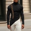 INCERUN Mens Button Patchwork Decorative Textured Long Sleeve Sweater Fashion Slim Fit High-collar Sweater for Male S 5X