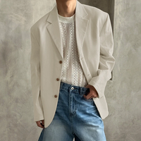 INCERUN Mens Casual Loose Fit Long Sleeve Blazer Fashionable Versatile Solid Color Suit Outwear Top for Men