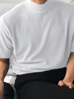 INCERUN Mens Casual Stand Collar Top Solid Color Short Sleeve T-Shirt