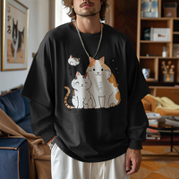 INCERUN Mens Cat Print Long Sleeve T-Shirt Casual Comfortable Crew Neck Top for Male Spring Fall S-5XL