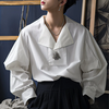 INCERUN Mens Composite French Design Long Sleeve Shirt Spring Fall Plus Size Casual White Shirt Lapel Top for Mens