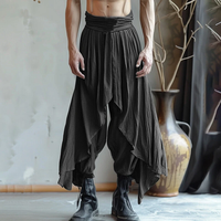 INCERUN Mens Deconstructed Solid Color Layered Pant Fashion Comfortable Elastic Waist Trousers for Men