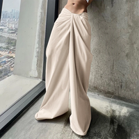 INCERUN Mens Deconstructed Twist Design Solid Color Pants Fashion Wide Leg Back Zipper Trousers Party Streatwear Large S