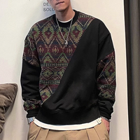 INCERUN Mens Ethnic Style Patchwork Long Sleeve Hoodie Comfortable Crew Neck Pullover Male Loose Fit S-5XL