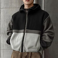 INCERUN Mens Faux Fur Panel Long-Sleeve Jacket Fashion Color Block Patchwork Coat for Fall Winter