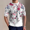 INCERUN Mens Floral Print Crew Neck T-Shirt Comfortable Casual Short Sleeve Tshirt for Men S-5XL