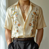 INCERUN Mens Floral Print Lapel Collar Short Sleeve Shirt Casual Daily Button Up Lapel Top FOR Men S-5XL