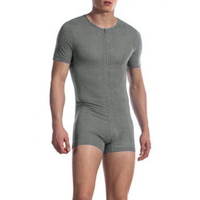 INCERUN Mens Jumpsuit Thin Stretch Comfort Zipper Short Sleeve One-piece Shorts Homewear for Men Large Size S-5XL
