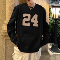 INCERUN Mens Number Print Long-Sleeve Sweatshirt Fashion Comfortable Solid Color Crew Neck Pullover for Male Plus Size S