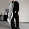 INCERUN Mens Patchwork Mid-Length Loose Long Sleeve Shirt Casual Fashion Design Lapel Top for Men Plus Size,  Spring Fall