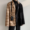 INCERUN Mens Plaid Patchwork Long Sleeve Blazer Two-tone Stylish Casual Suit Outwear for Spring Fall