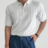 INCERUN Mens Ribbed Knit Quarter-Zip Golf Shirt Comfortable Casual Solid Color Lapel Top for Male S-5XL