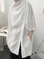 INCERUN Mens Shirt Design Half Sleeve Top Fashion Side Cut-off Button Shirts Casual Summer Loose Men Shirts S-5XL