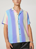 INCERUN Mens Shirt Fashion Casual Rainbow Print Shirts Short Sleeve Lapel Tops Summer Daily Men Clothing