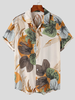 INCERUN Mens Shirt Plant Print Lapel Short Sleeve Shirt Summer Beach Shirts