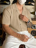 INCERUN Mens Shirt Solid Color Button Shirt Mens Lapel Short Sleeve Top Daily Casual Shirts S-5XL