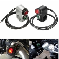 Interrupteur marche-arrêt de lumière de signal de phare 12V 16A 22mm avec boussole pour guidon de moto