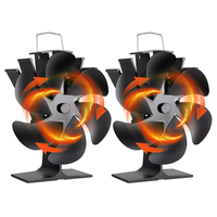 IPRee 6 Blades Heat Powered Stove Fan Black Fireplace Fan Log Wood Burner Eco-fan Quiet Home Fireplace Fan Efficient Hea