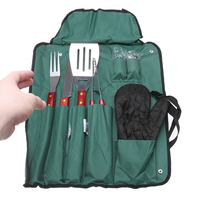 IPRee® 8Pcs BBQ Tools Set Vaisselle en acier inoxydable Barbecue Grill Accessoires Kit avec étui portable pour camping e