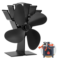 IPRee Heat Power Stove Top Fan For Wood Burner Log Burning Fire 4 Blades Fireplace Stoves Parts Heating Cooling Vents Ho