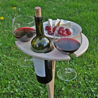 IPRee® Table de boissons en plein air Mini support en bois Bureau rond pliable Facile à transporter Meubles de bureau Po