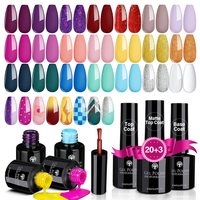 Janolia 20pcs 5ml Color Nail Gel2pcs 8ml Top Coat 1pc Base Gel Sealer Gel UV Nail Polish Set