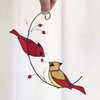Jardin extérieur creux oiseau rouge vitrail maison décoration murale fenêtre suspendus accessoires cadeau avec crochet