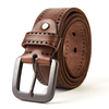 JASSY 110-130cm Ceinture simple à boucle ardillon en cuir véritable pour hommes daffaires