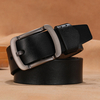 Jassy 110-170cm Ceinture à boucle ardillon décontractée en cuir véritable pour hommes