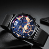 Jassy 7 Couleurs Acier Inoxydable Business Casual Mesh Strap Luminous Hand Calendar Quartz Watch
