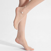 Jassy femmes Nylon blanc strass décoration Ultra-mince Anti-crochet forme respirant Leggings maille soie bas
