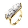 JASSY® Fashion White Hexagon Turquoise Ring 18K plaqué or Vintage Accessoires de vêtements