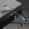 Jassy Hommes Portable Mode Anti lumière bleue Métal Demi-Cadre Business HD Lunettes de Lecture