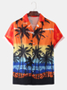 Jay Chou Mojito même style plage cocotier paysage impression manches courtes Hawaii chemises décontractées