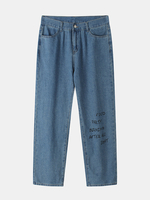 Jean ample taille moyenne avec poche à motif lettre pour homme
