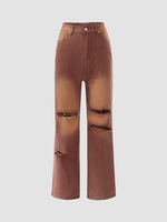 Jean en coton ombré avec poche déchirée
