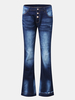 Jeans à boutons de poche en denim pour femmes