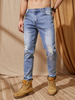 Jeans décontractés longs déchirés avec poches arrière pour hommes