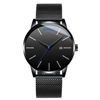 JENISES XD656 Imperméable Calendrier Quartz Montres Milan Acier Inoxydable Bracelet Hommes Montre-Bracelet