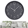 JETEVEN HD Horloge murale à cadran monobloc en verre 3D Horloge murale à faible bruit